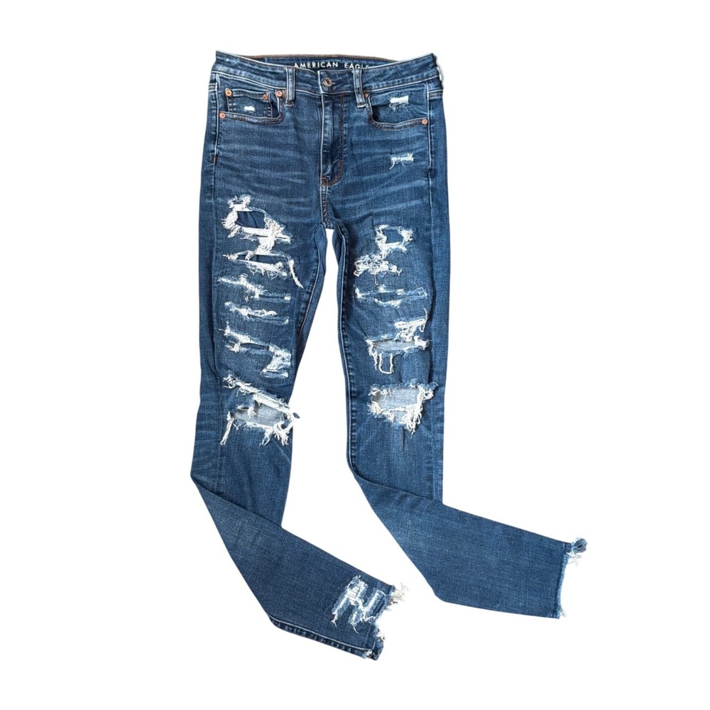 American Eagle Ne(x)t Level Stretch High Rise Skinny Distressed Jeans 6 X-Long - Picture 3 of 8